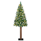 Slim Christmas Tree Green 180 cm PVC and Solid Pine Wood