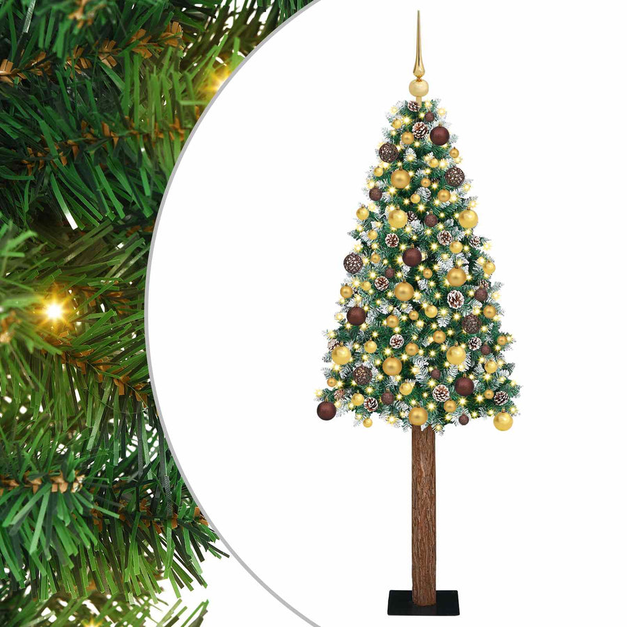 Slanke Kerstboom Groen 180 cm PVC en massief dennenhout