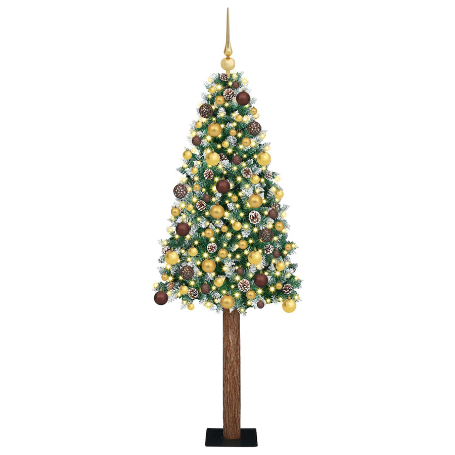 Slanke Kerstboom Groen 180 cm PVC en massief dennenhout