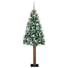 Slim Christmas Tree Green 180 cm PVC and Solid Pine Wood