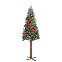 Slanke Kerstboom Groen en Wit 180 cm PVC en massief dennenhout