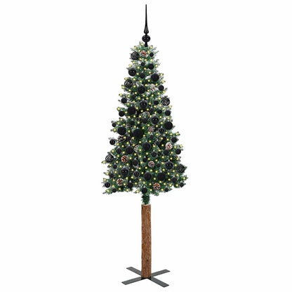 Slanke Kerstboom Groen en Wit 180 cm PVC en massief dennenhout