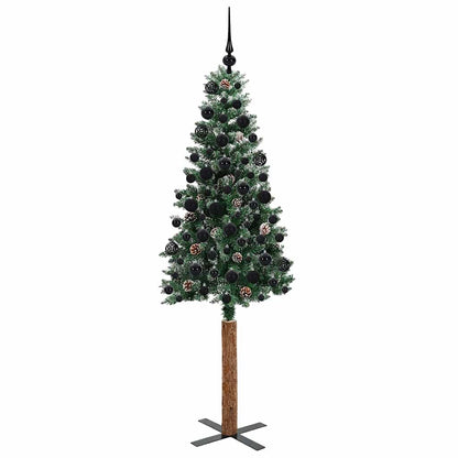 Slanke Kerstboom Groen en Wit 180 cm PVC en massief dennenhout