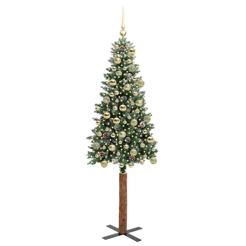 Slanke Kerstboom Groen 180 cm PVC en massief dennenhout