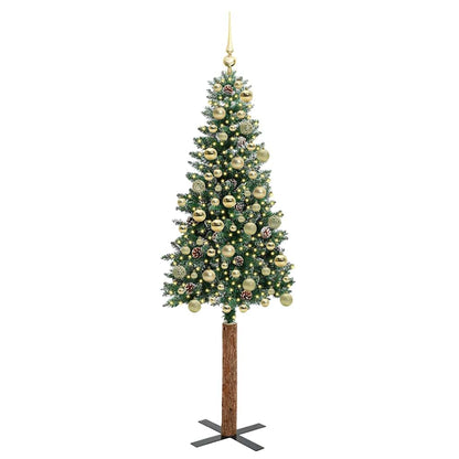 Slanke Kerstboom Groen 180 cm PVC en massief dennenhout