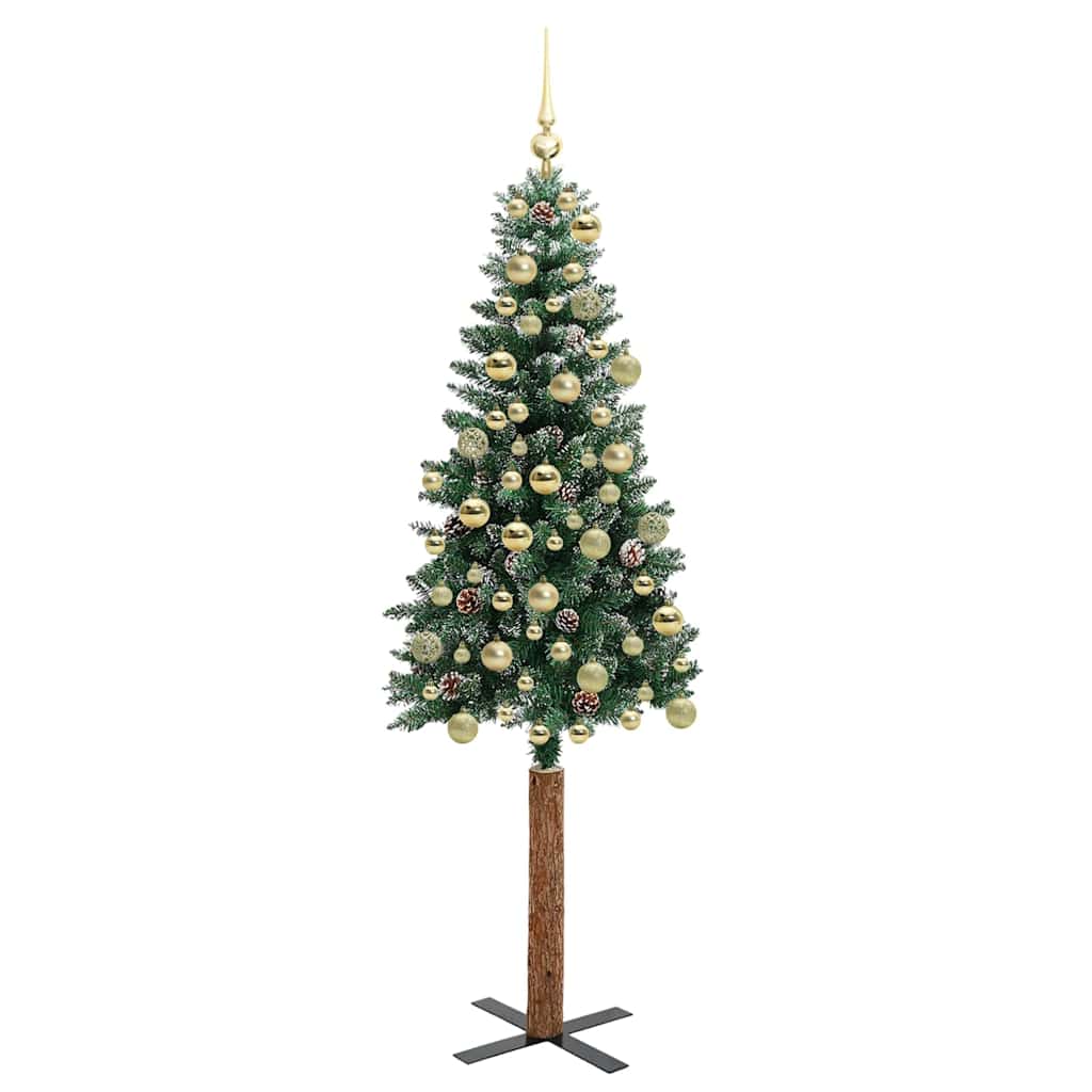 Slanke Kerstboom Groen 180 cm PVC en massief dennenhout