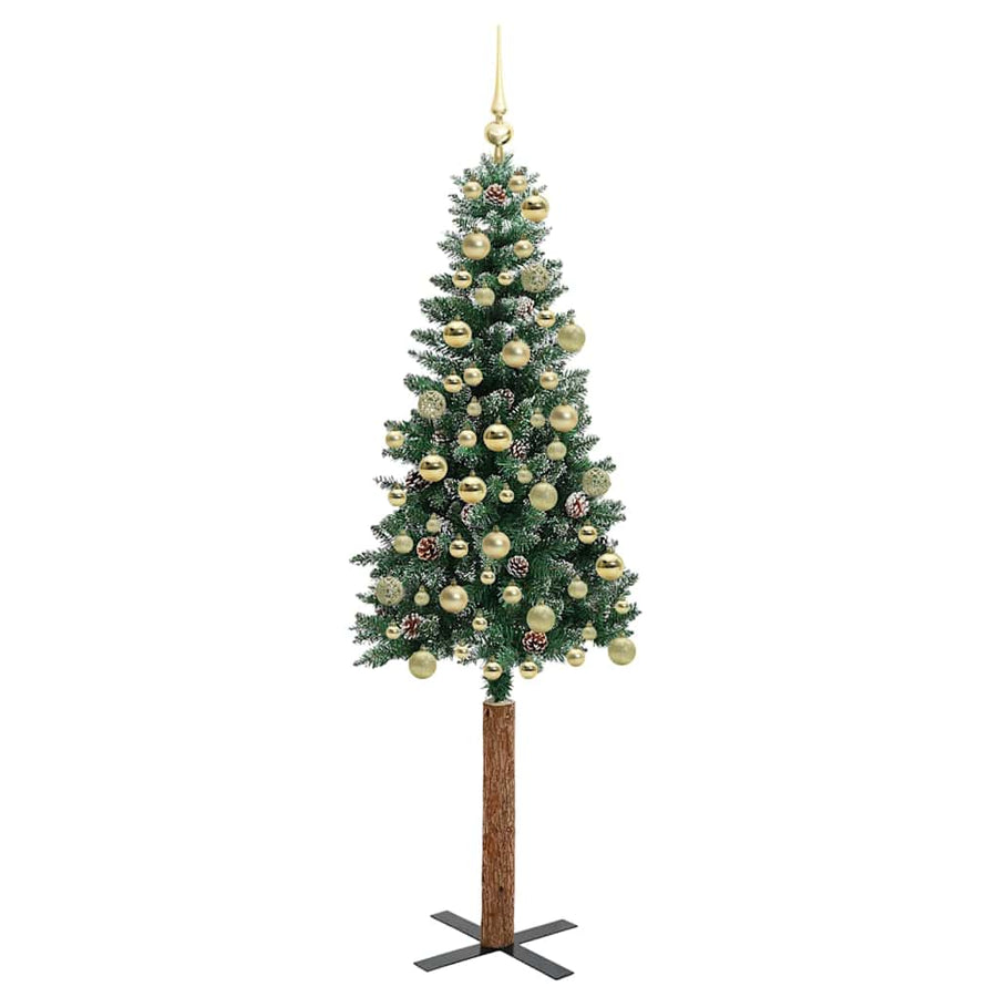 Slanke Kerstboom Groen 180 cm PVC en massief dennenhout