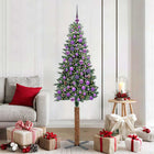 Slim Christmas Tree Green 180 cm PVC and Solid Pine Wood