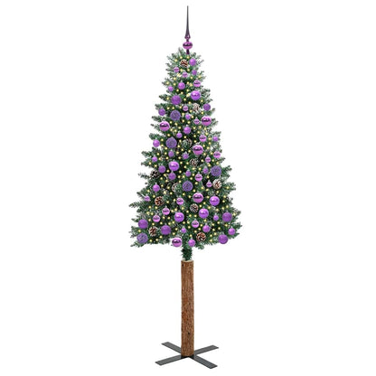 Slanke Kerstboom Groen en Wit 180 cm PVC en massief dennenhout