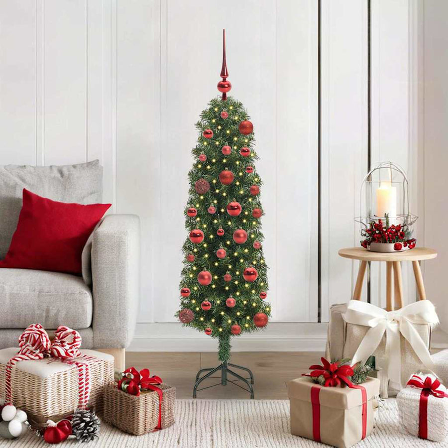 Kunstkerstboom Groen 120 cm PVC en Staal en Kunststof