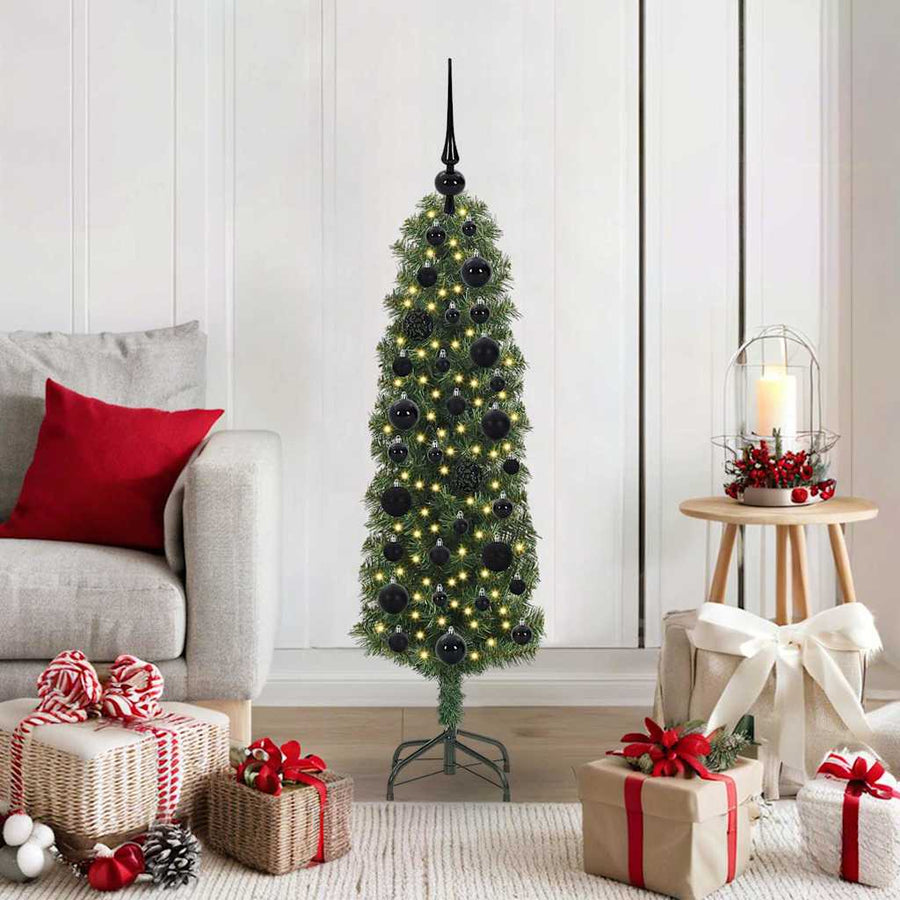 Kunstkerstboom Groen 120 cm PVC en Staal en Kunststof