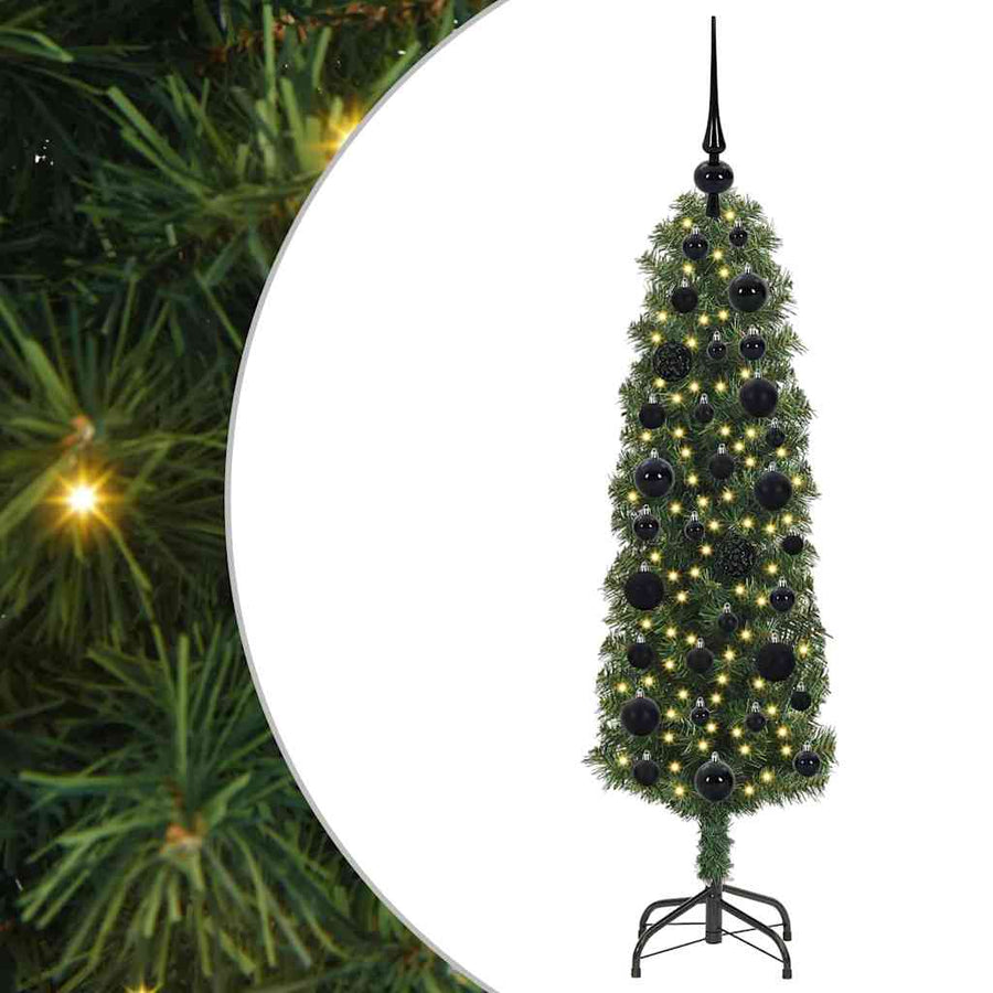 Kunstkerstboom Groen 120 cm PVC en Staal en Kunststof