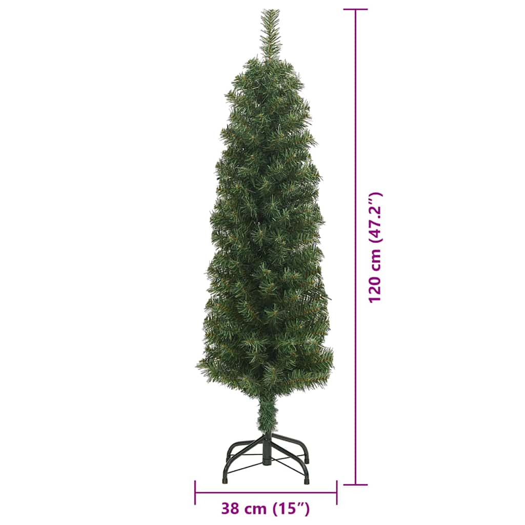 Kunstkerstboom Groen 120 cm PVC en Staal en Kunststof