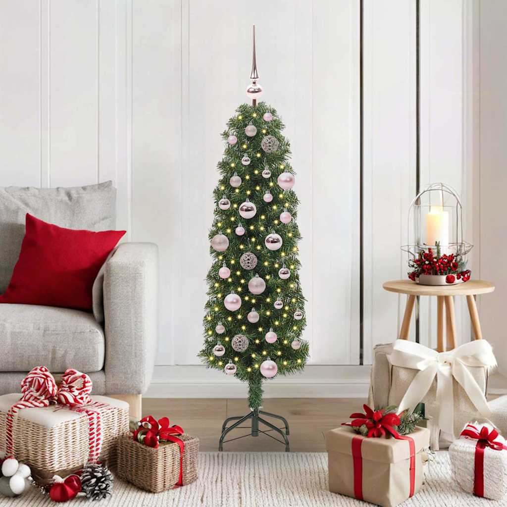 Kunstkerstboom Groen 120 cm PVC en Staal en Kunststof