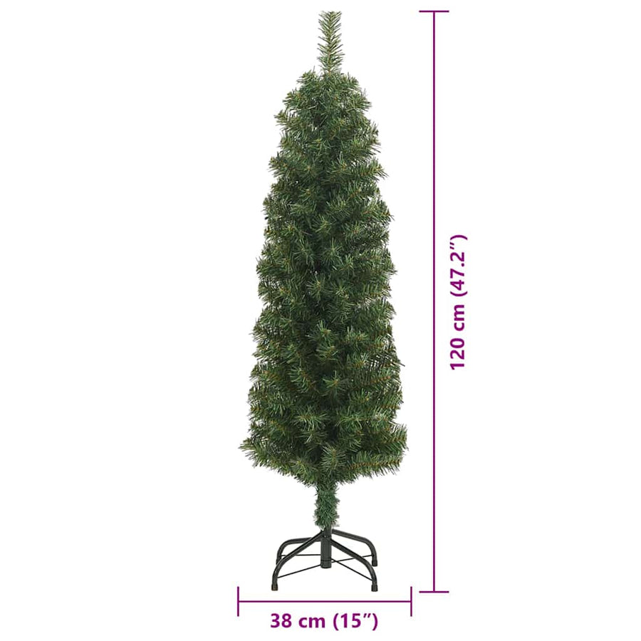 Kunstkerstboom Groen 120 cm PVC en Staal en Kunststof
