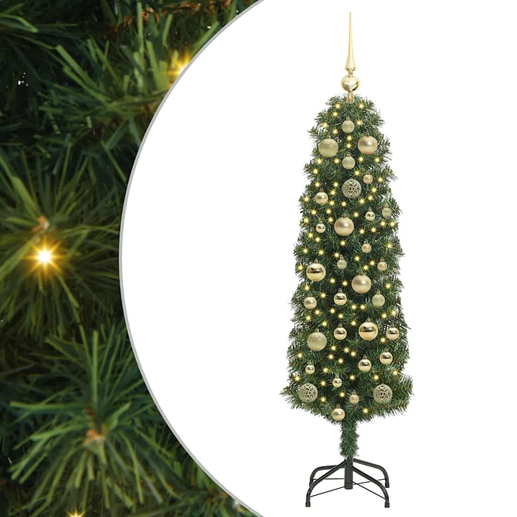Kunstkerstboom Groen 120 cm PVC en Staal en Kunststof