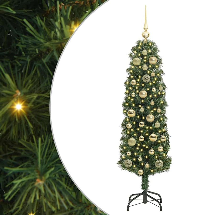 Kunstkerstboom Groen 120 cm PVC en Staal en Kunststof