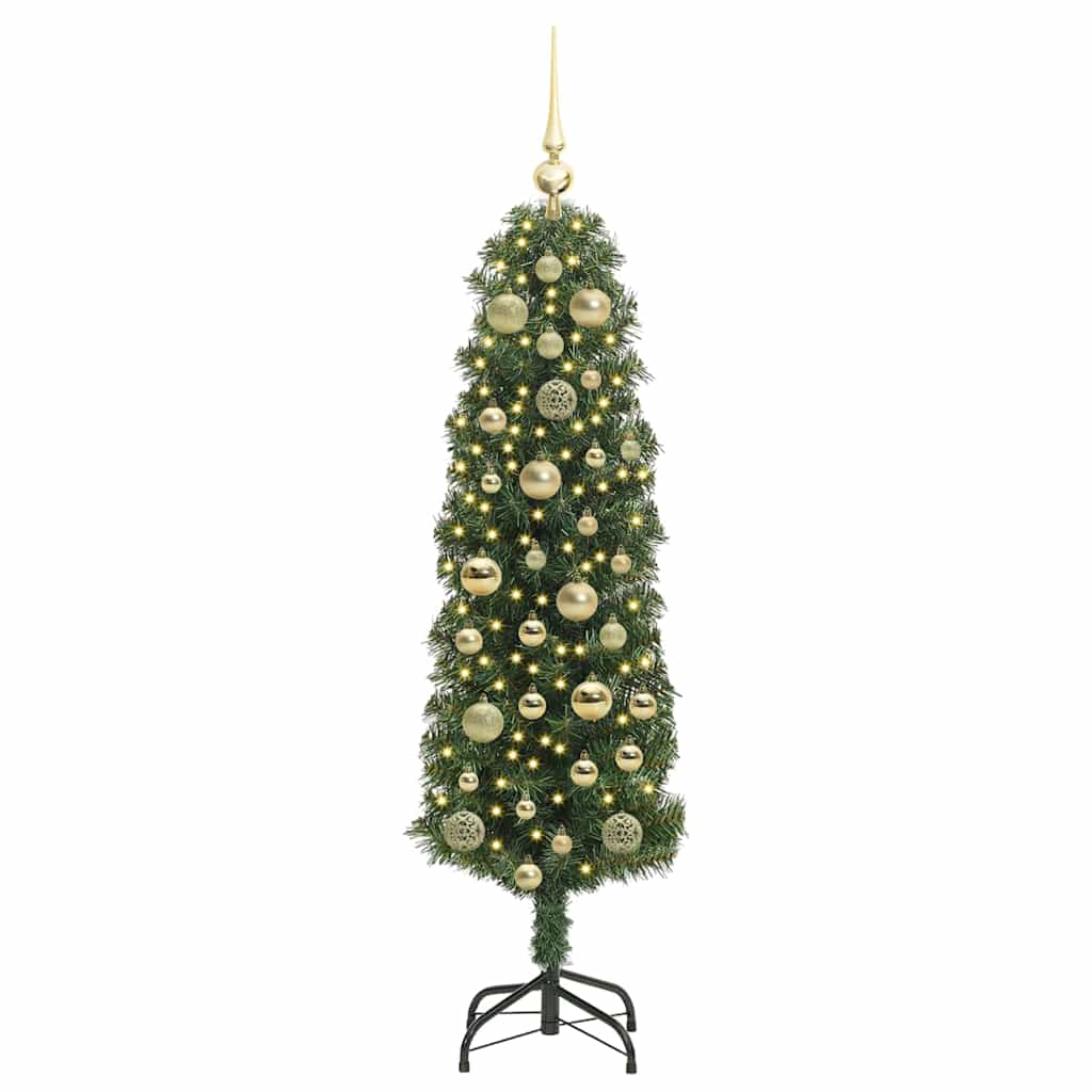 Kunstkerstboom Groen 120 cm PVC en Staal en Kunststof