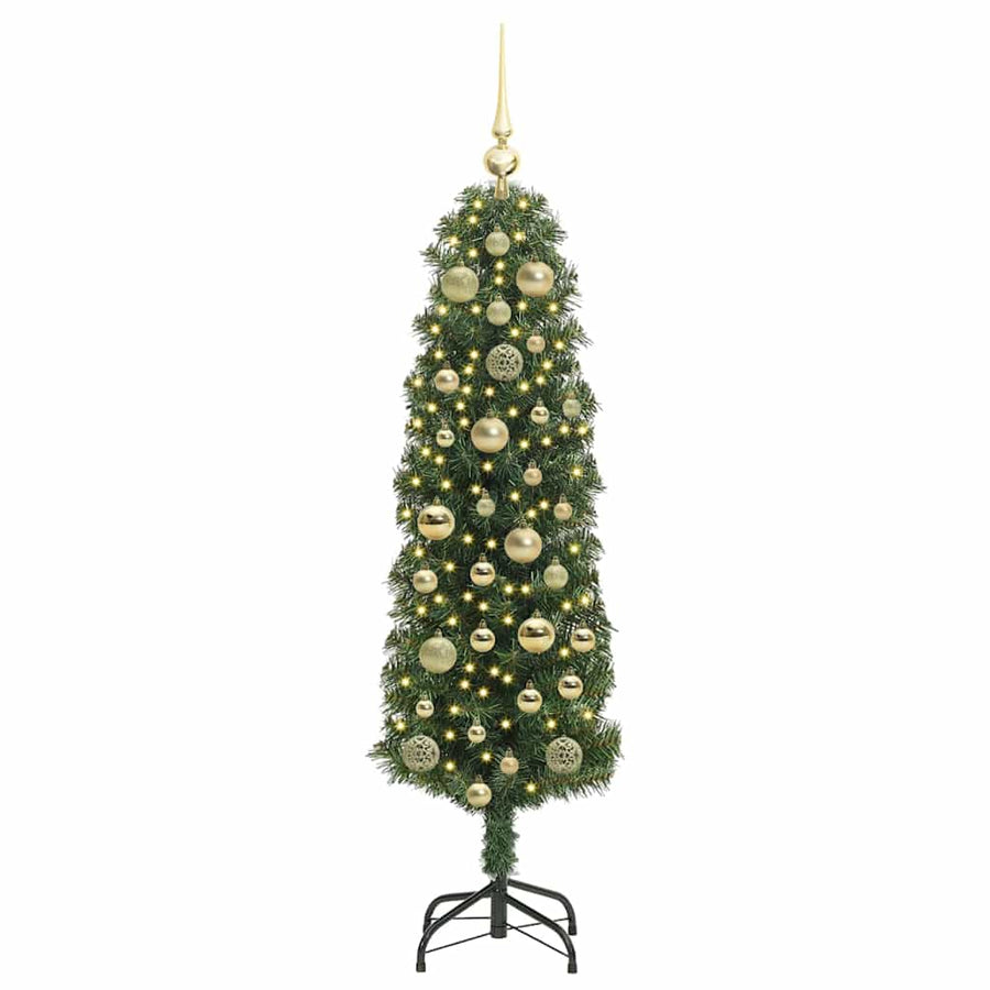 Kunstkerstboom Groen 120 cm PVC en Staal en Kunststof