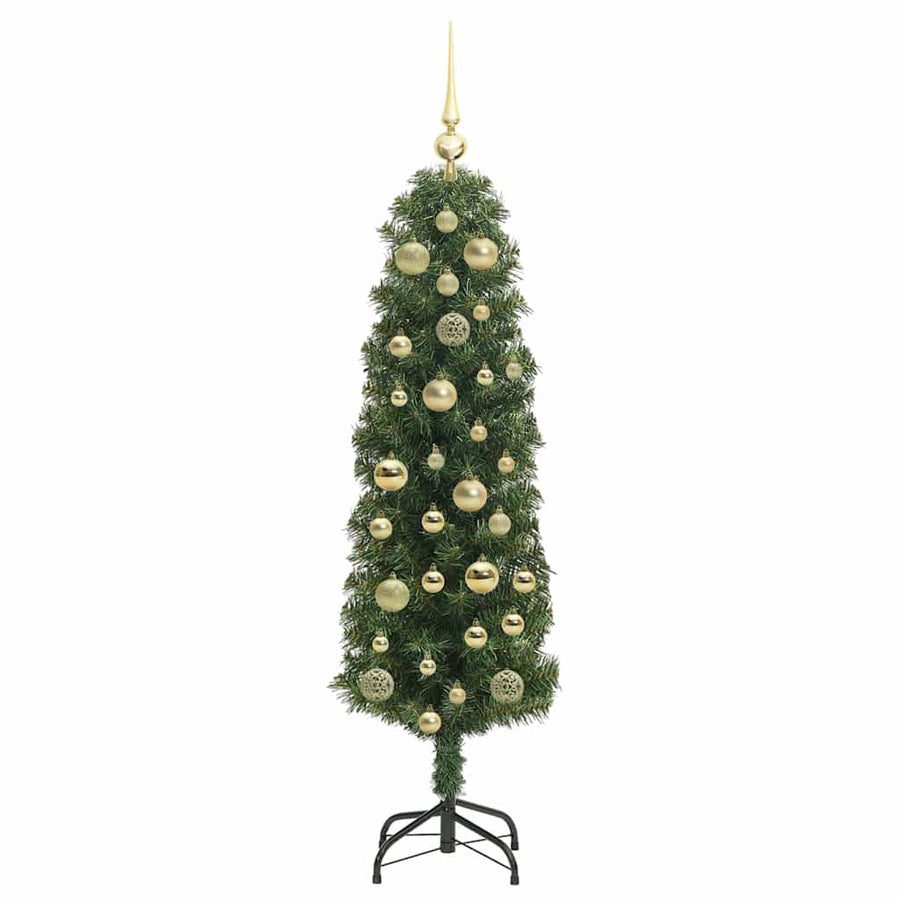 Kunstkerstboom Groen 120 cm PVC en Staal en Kunststof