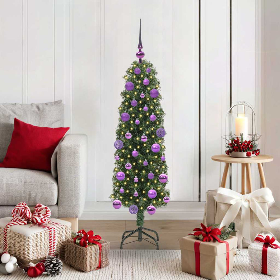 Kunstkerstboom Groen 120 cm PVC en Staal en Kunststof