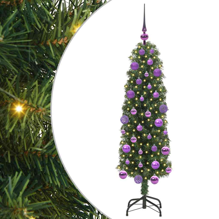 Kunstkerstboom Groen 120 cm PVC en Staal en Kunststof