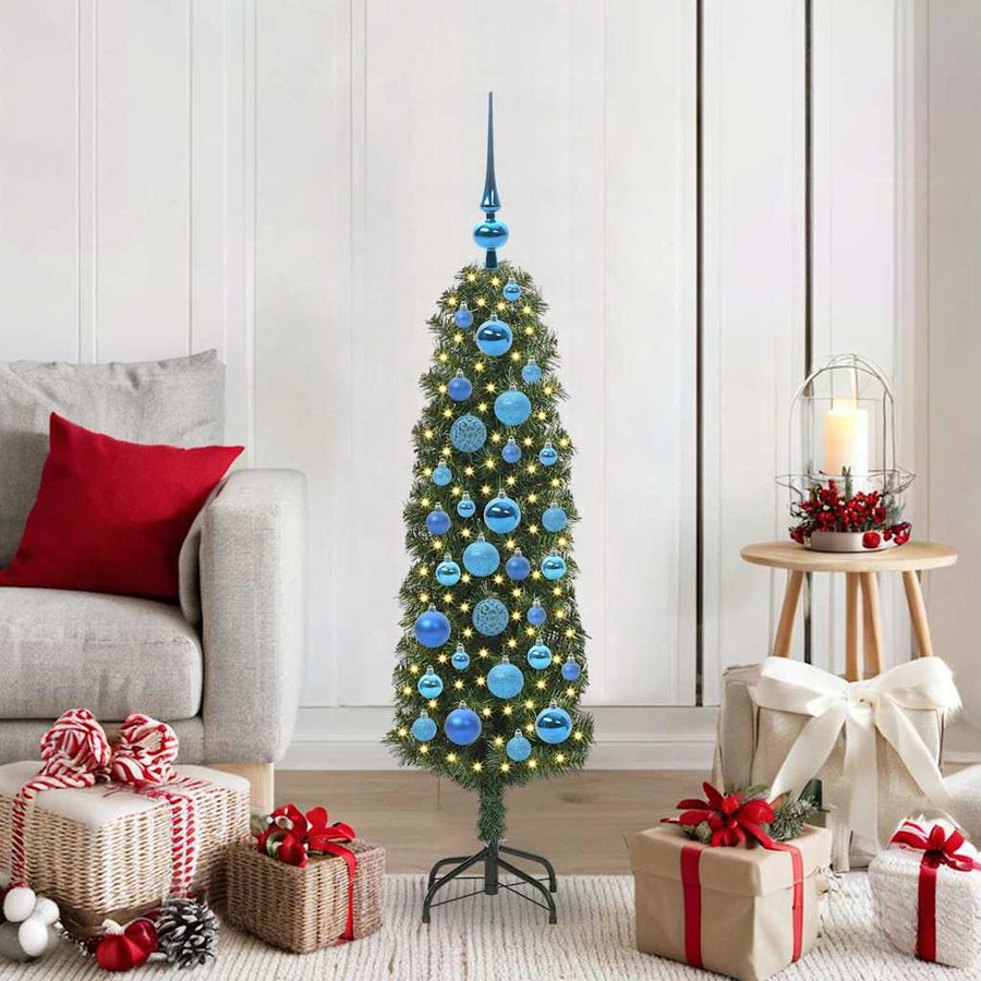 Kunstkerstboom Groen 120 cm PVC en Staal en Kunststof