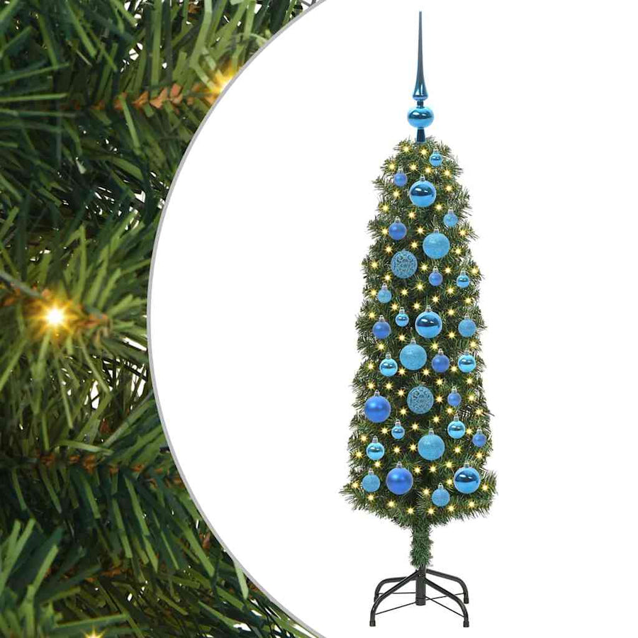Kunstkerstboom Groen 120 cm PVC en Staal en Kunststof