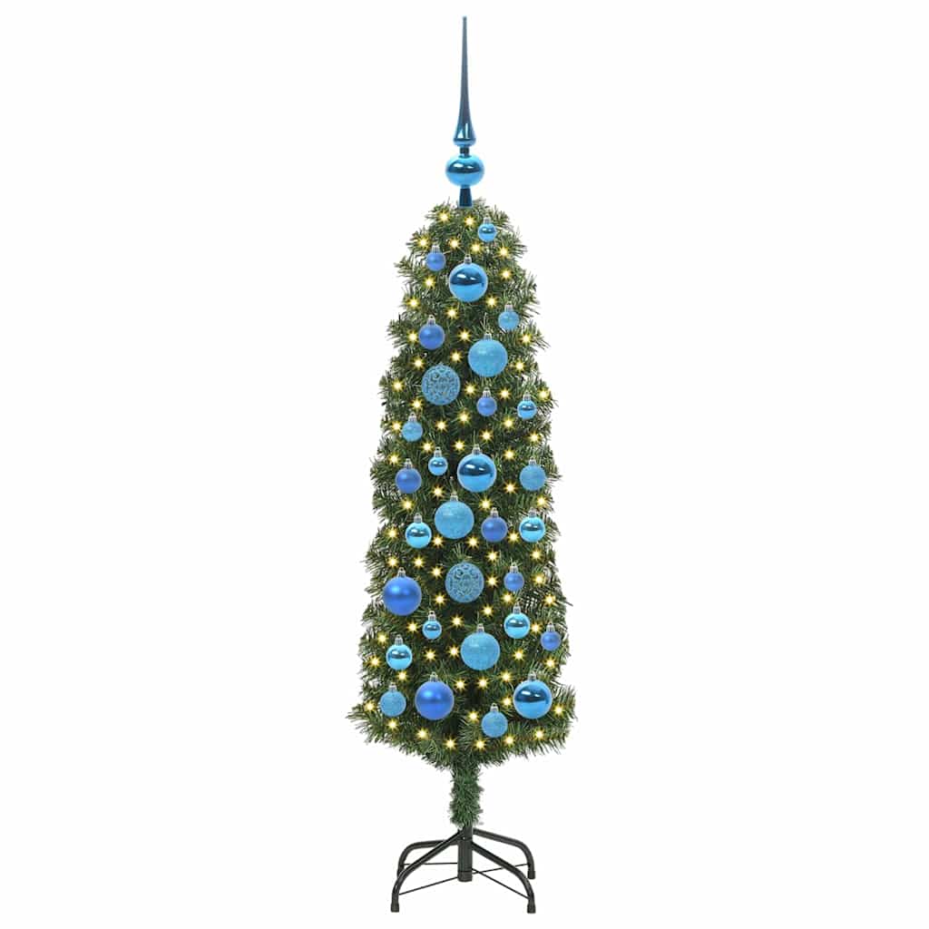 Kunstkerstboom Groen 120 cm PVC en Staal en Kunststof