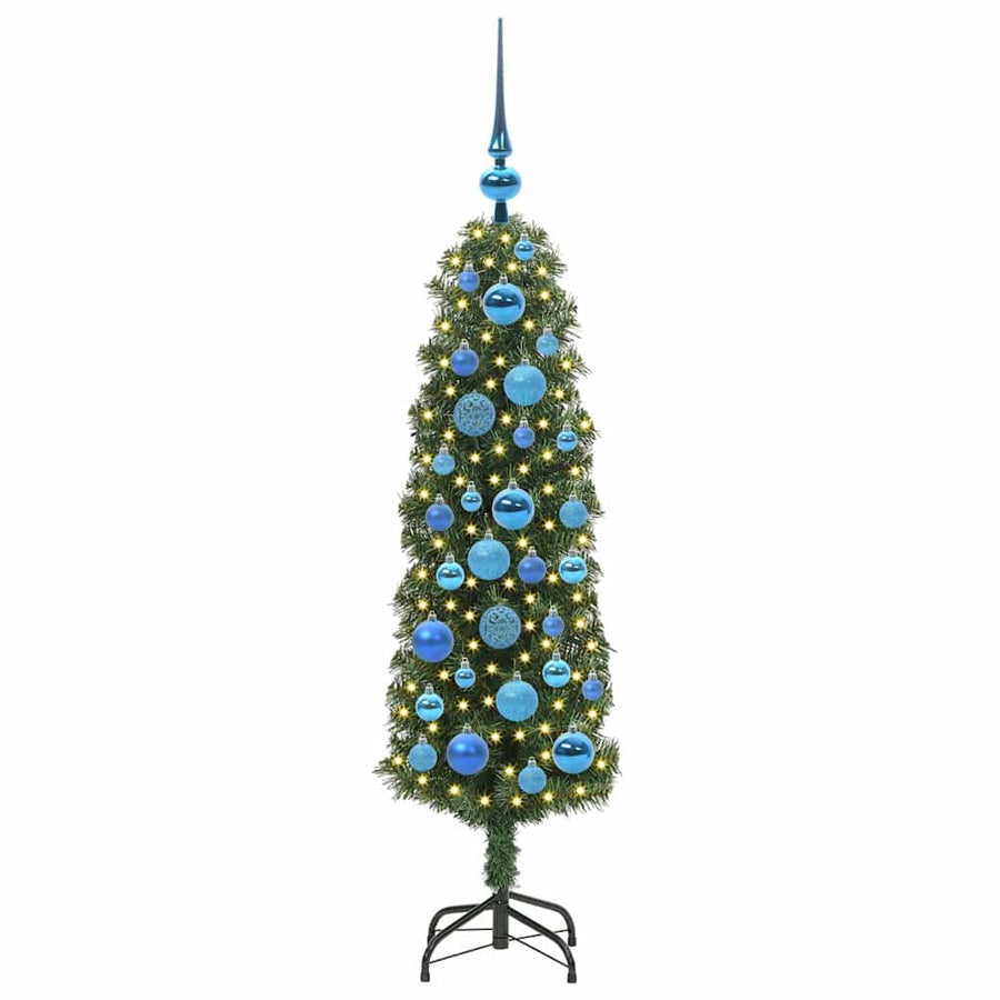 Kunstkerstboom Groen 120 cm PVC en Staal en Kunststof