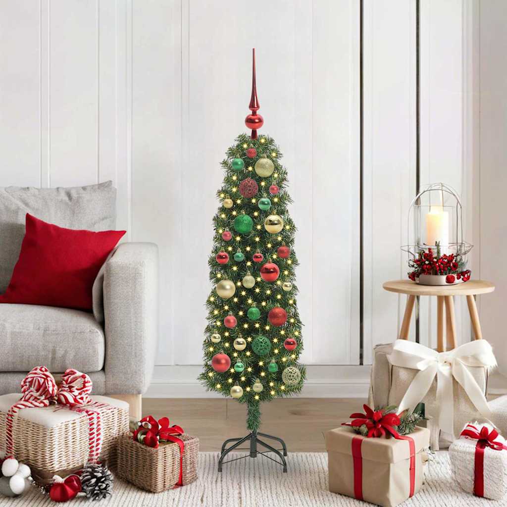 Kunstkerstboom Groen 120 cm PVC en Staal en Kunststof
