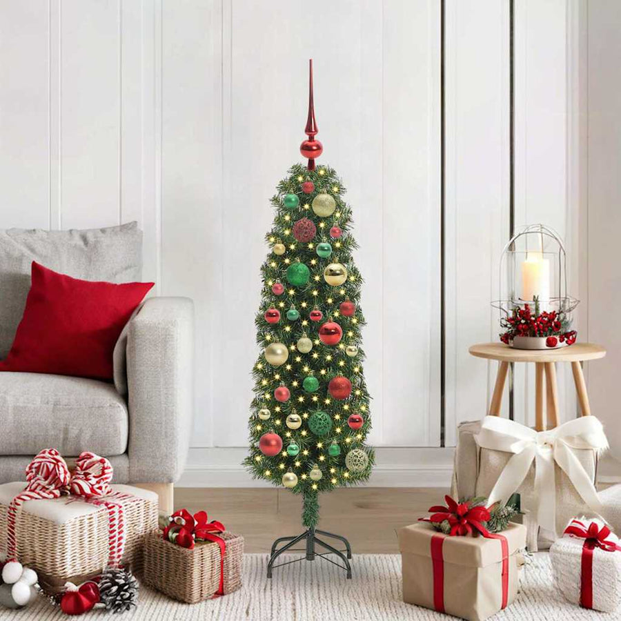 Kunstkerstboom Groen 120 cm PVC en Staal en Kunststof