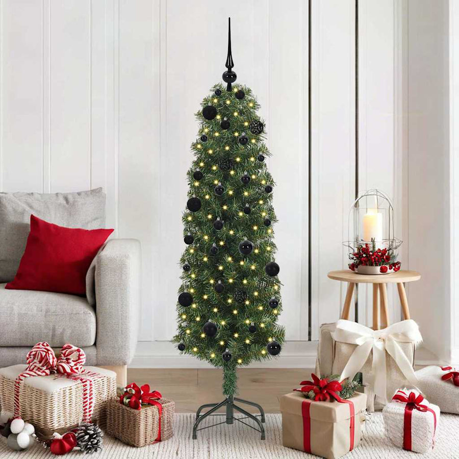 Kunstkerstboom Groen 150 cm PVC en Staal en Kunststof