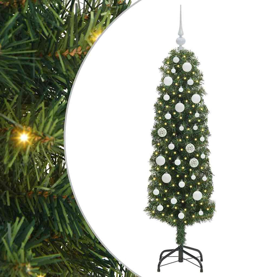 Kunstkerstboom Groen 150 cm PVC en Staal en Kunststof