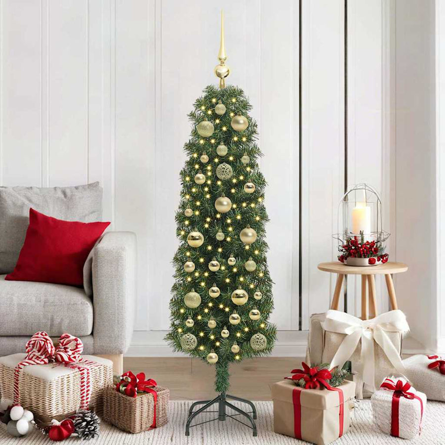 Kunstkerstboom Groen 150 cm PVC en Staal en Kunststof