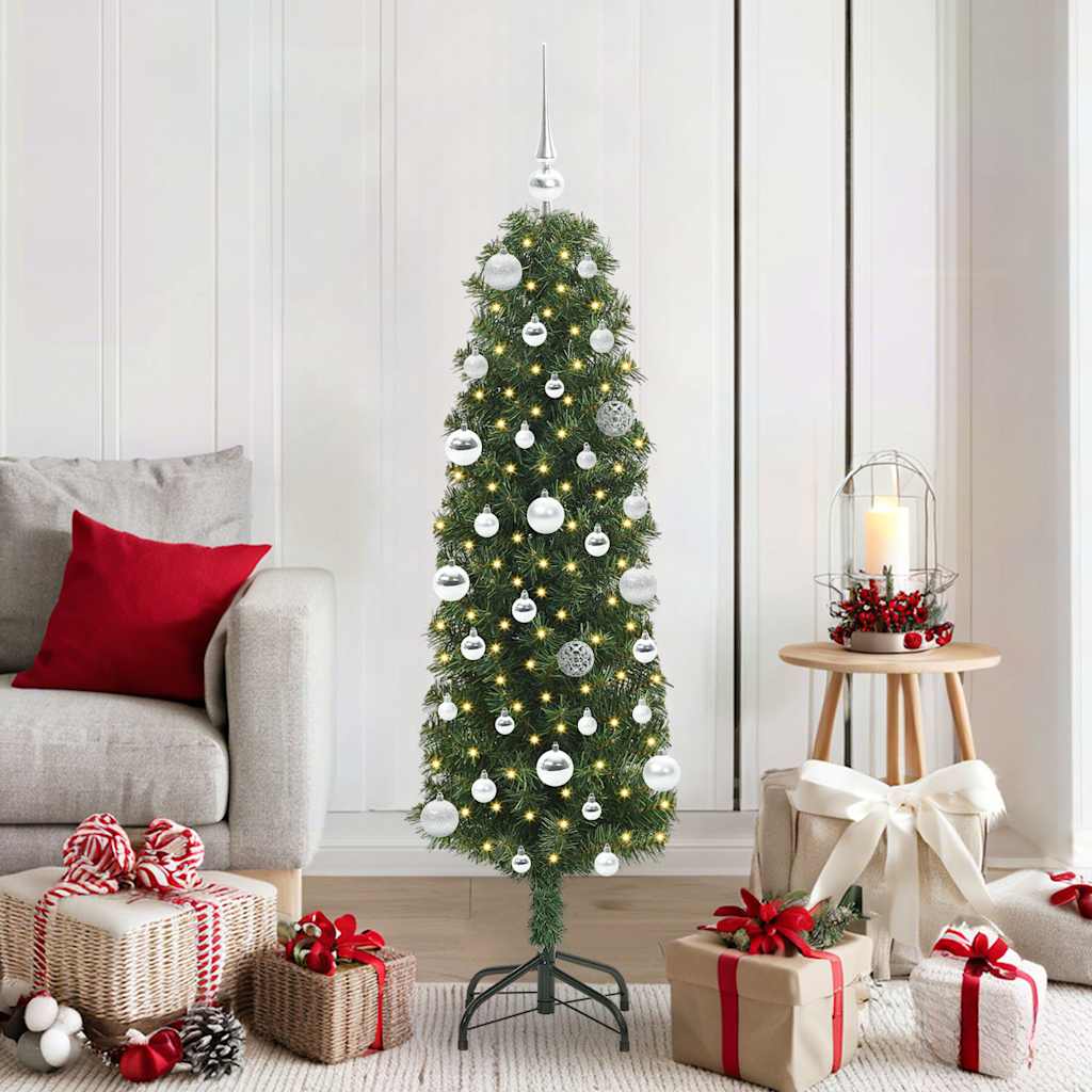 Kunstkerstboom Groen 150 cm PVC en Staal en Kunststof