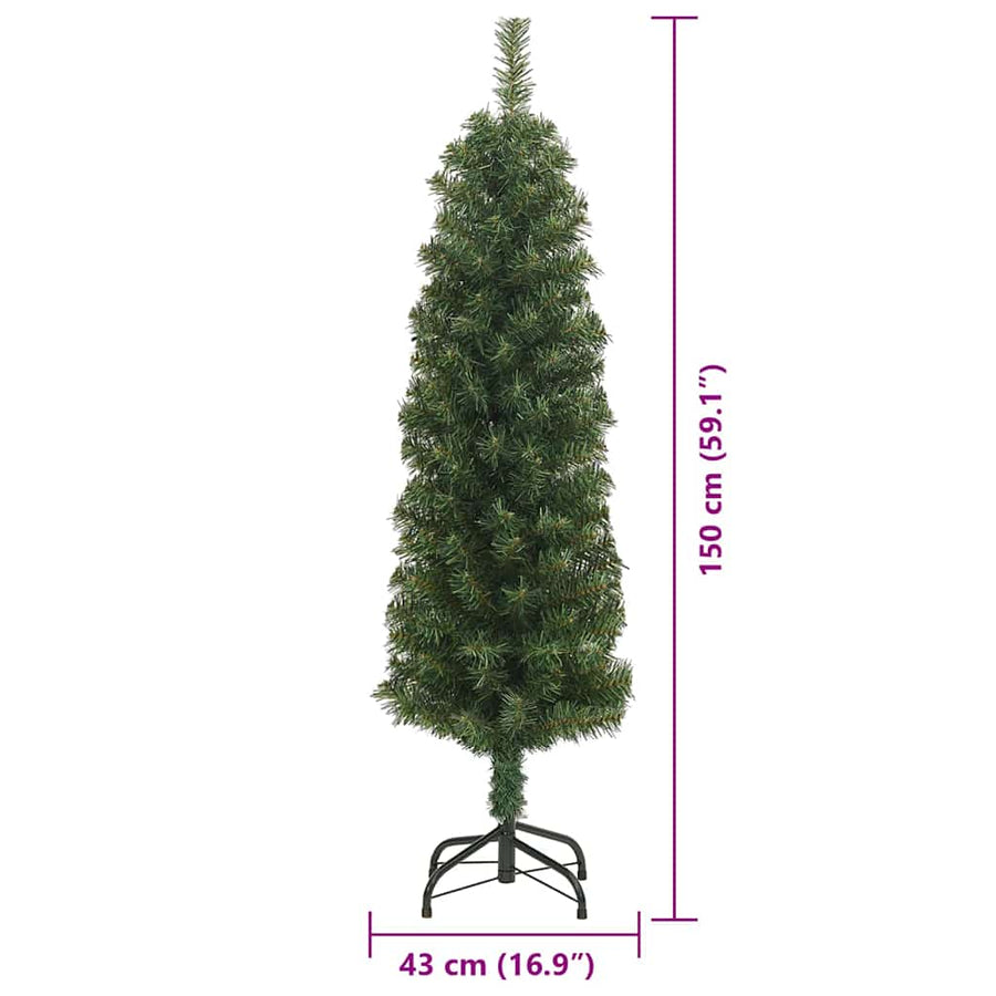Kunstkerstboom Groen 150 cm PVC en Staal en Kunststof