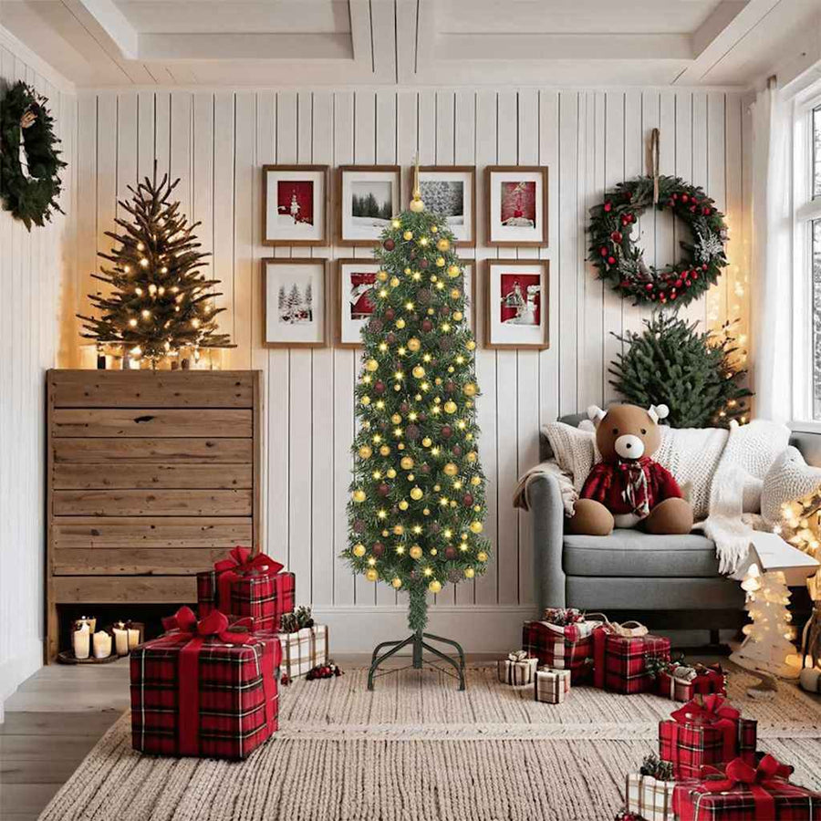 Kunstkerstboom Groen 180 cm PVC en Staal en Kunststof