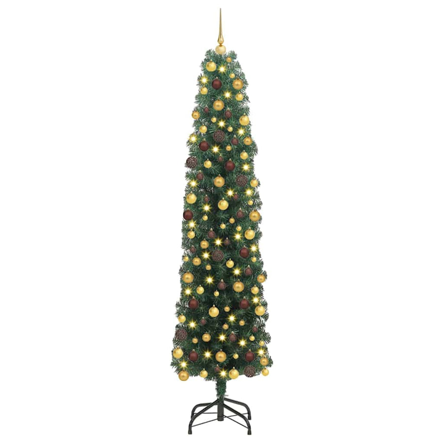 Kunstkerstboom Groen 180 cm PVC en Staal en Kunststof