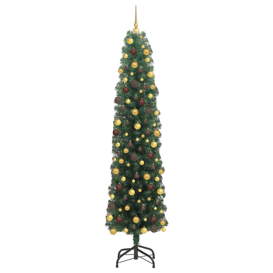 Kunstkerstboom Groen 180 cm PVC en Staal en Kunststof