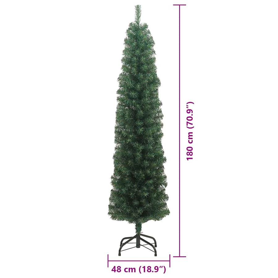 Kunstkerstboom Groen 180 cm PVC en Staal en Kunststof