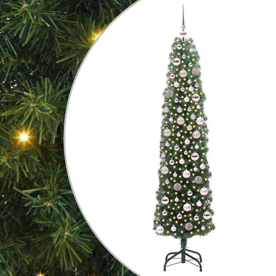 Kunstkerstboom Groen 180 cm PVC en Staal en Kunststof