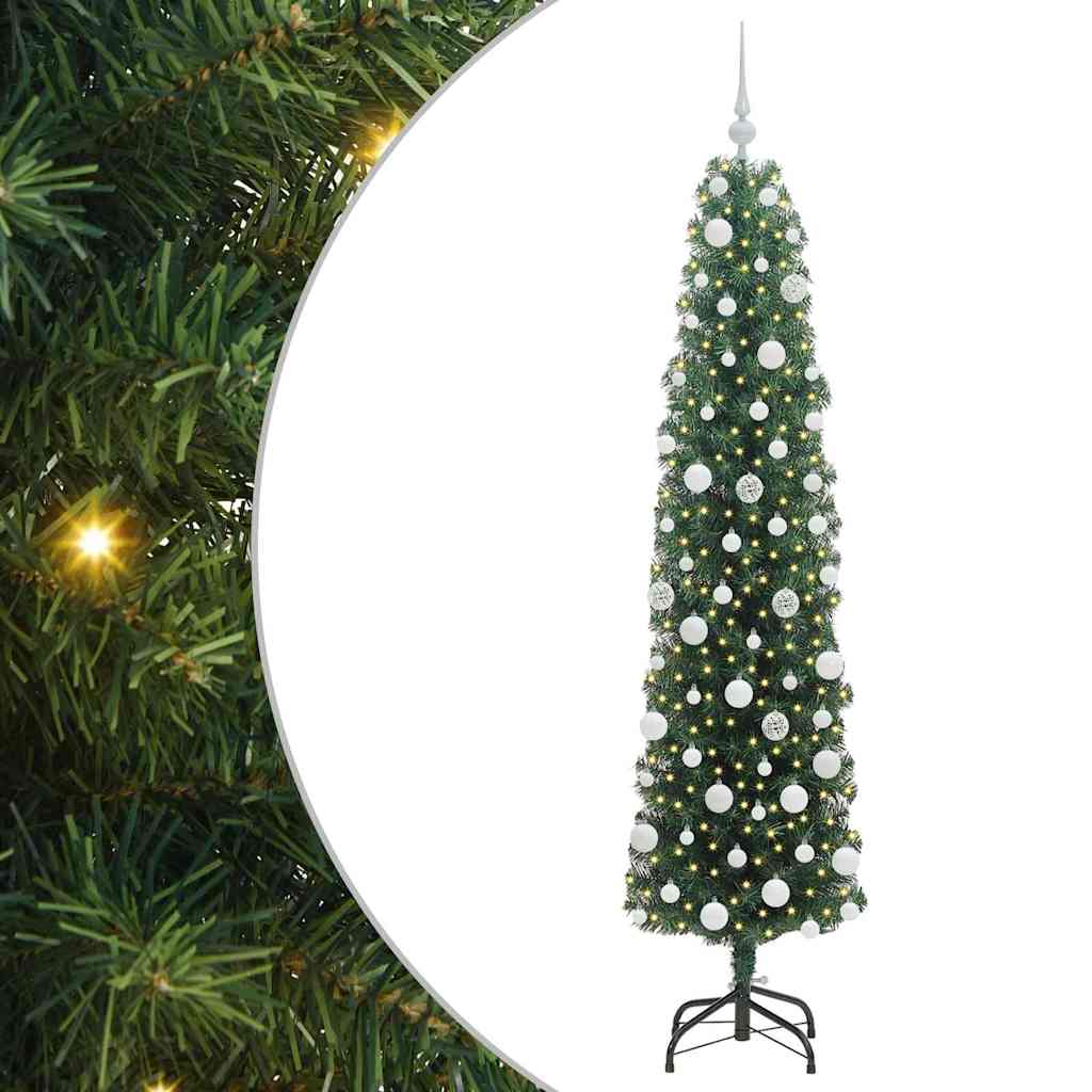 Kunstkerstboom Groen 180 cm PVC en Staal en Kunststof