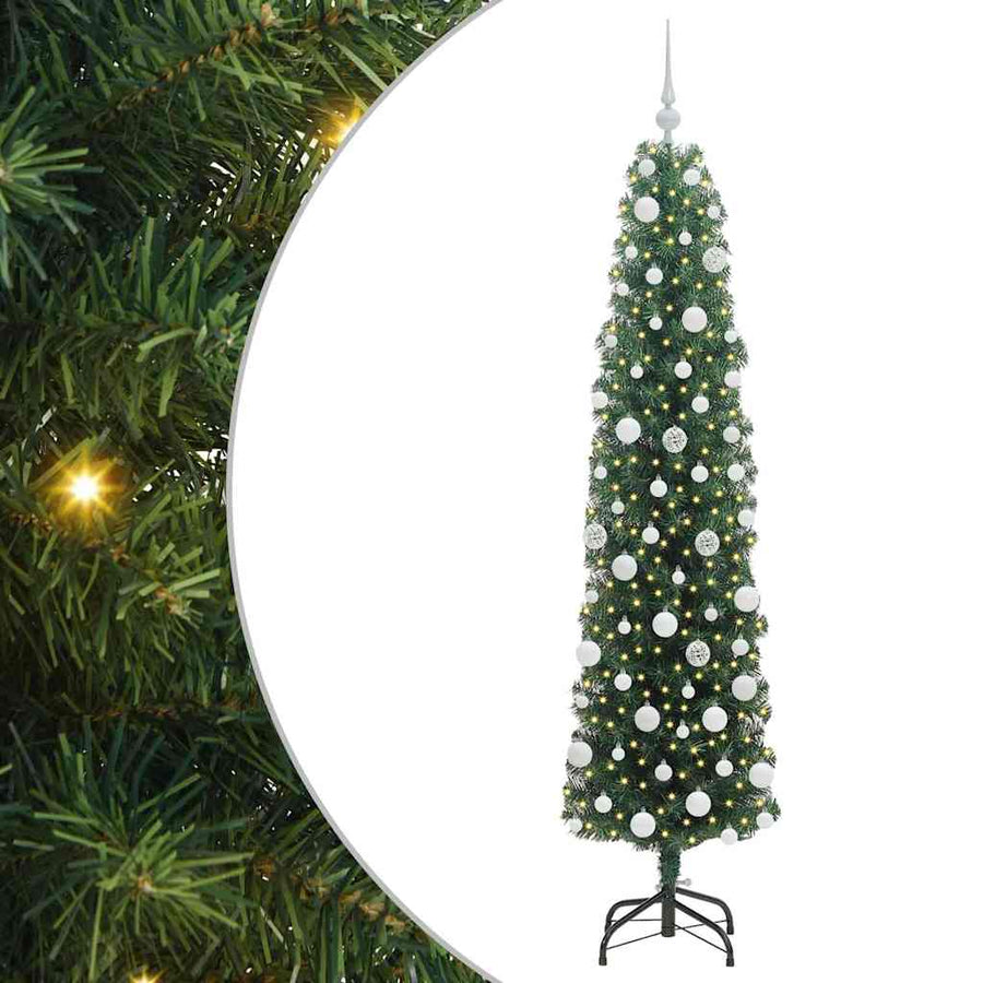 Kunstkerstboom Groen 180 cm PVC en Staal en Kunststof