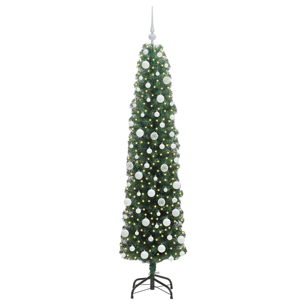 Kunstkerstboom Groen 180 cm PVC en Staal en Kunststof