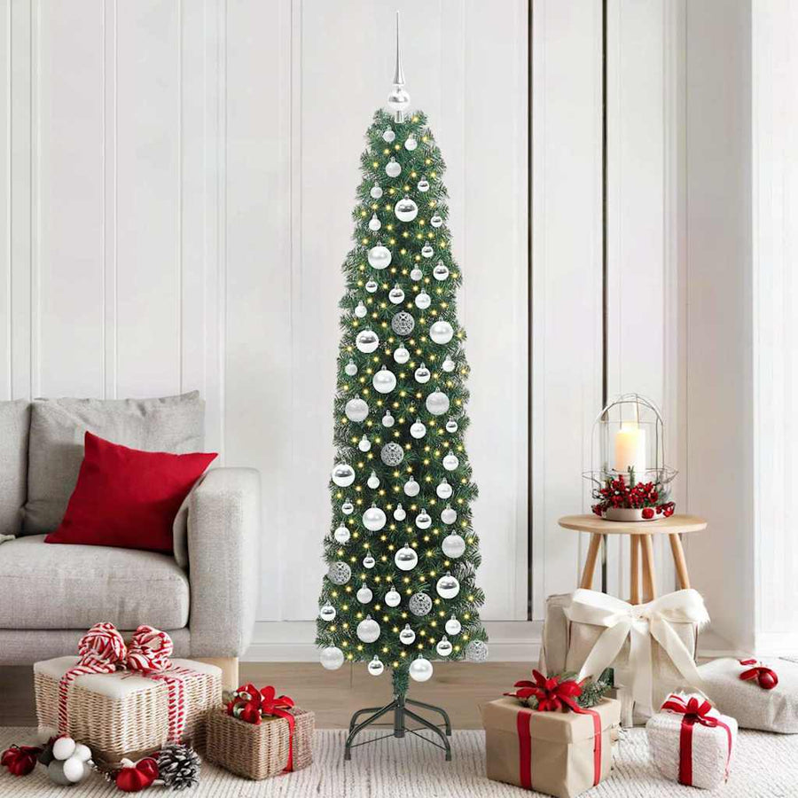 Kunstkerstboom Groen 180 cm PVC en Staal en Kunststof