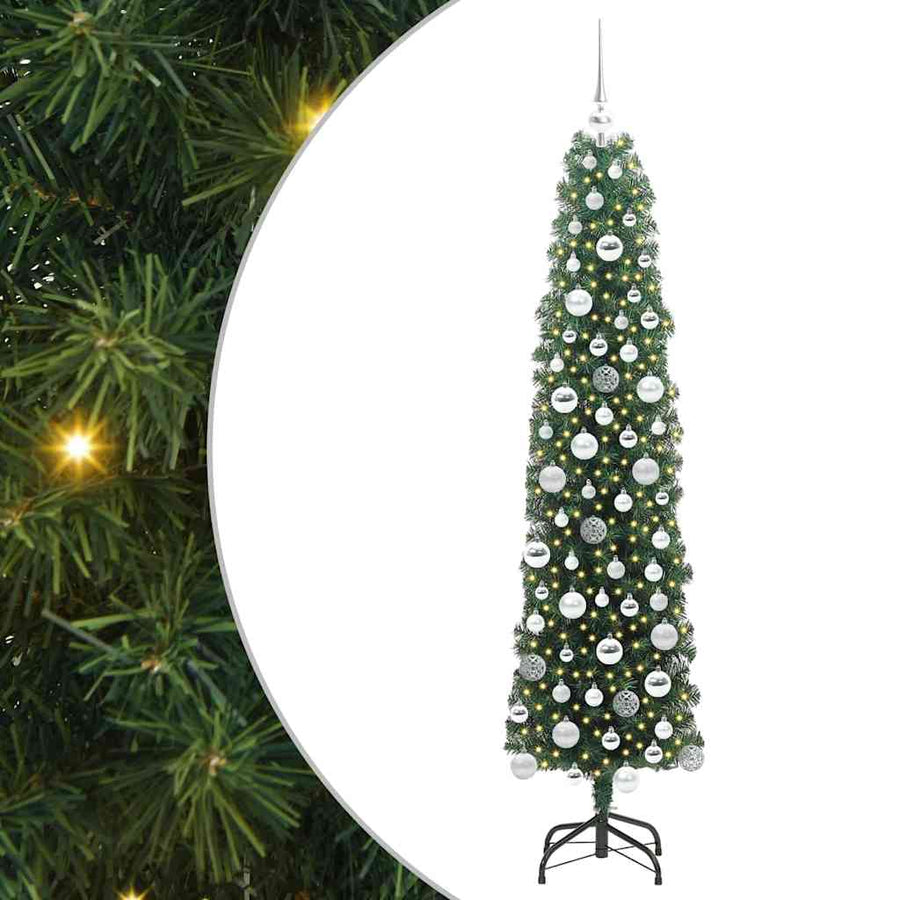 Kunstkerstboom Groen 180 cm PVC en Staal en Kunststof