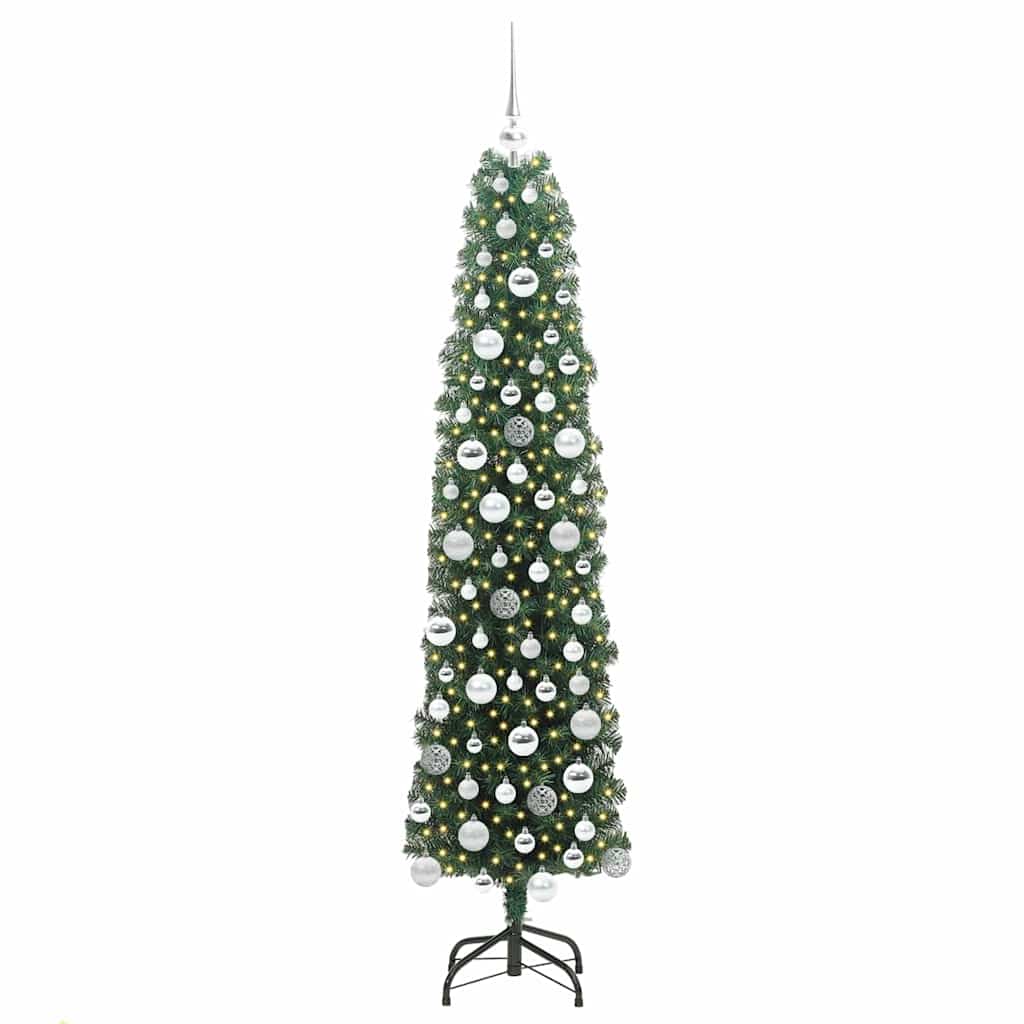 Kunstkerstboom Groen 180 cm PVC en Staal en Kunststof