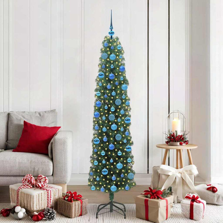 Kunstkerstboom Groen 180 cm PVC en Staal en Kunststof