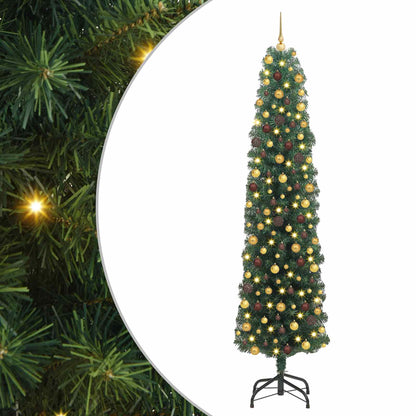 Kunstkerstboom Groen 210 cm PVC en Staal en Kunststof